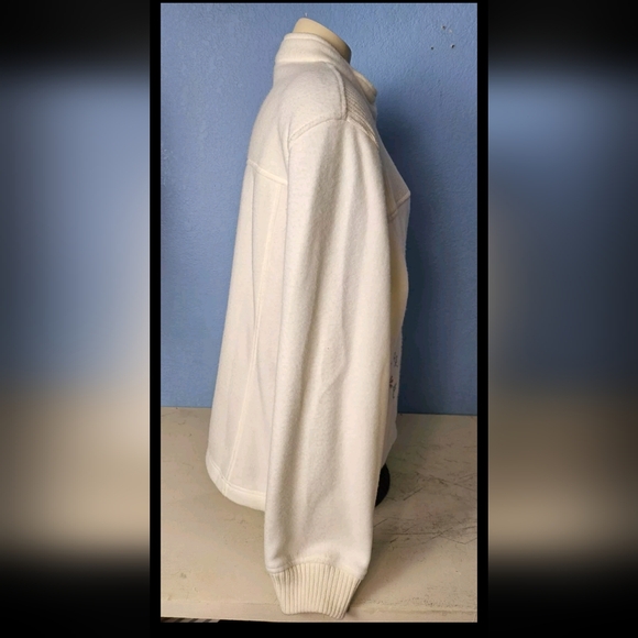 Alfred Dunner Womens White Cream Soft Embroidered Fleece Zip Up Jacket Size M - Picture 6 of 9